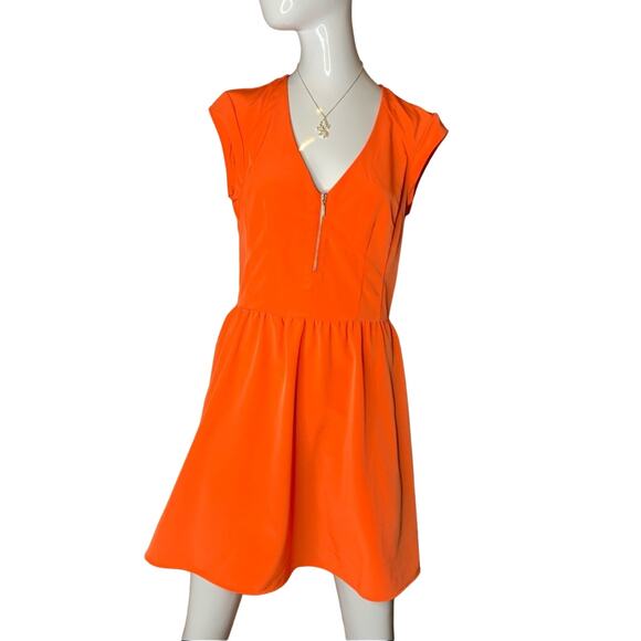 H&M Dress Sleeveless V-Neck Zipper in Front Orange Size 8 - Picture 2 of 14